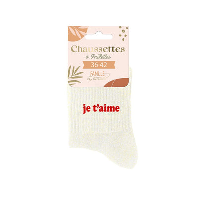 Chaussettes à paillettes: Je t'aime