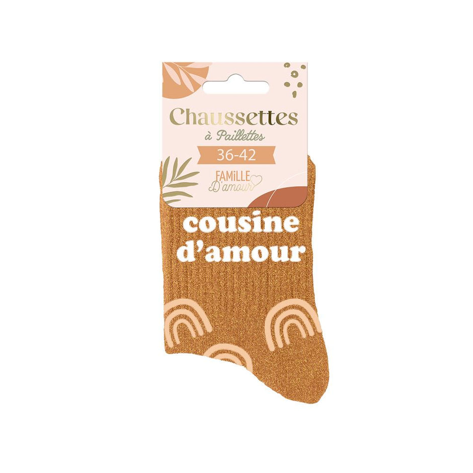 Accessoire Mode Festif Chaussettes à Paillettes Marron & Dorée