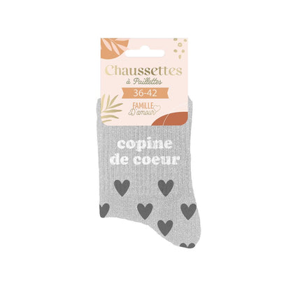 Chaussettes à paillettes: Copine de coeur