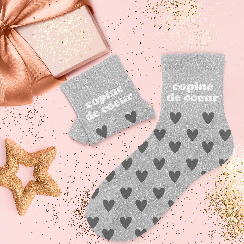 Chaussettes à paillettes: Copine de coeur