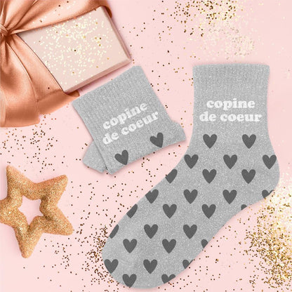 Chaussettes à paillettes: Copine de coeur