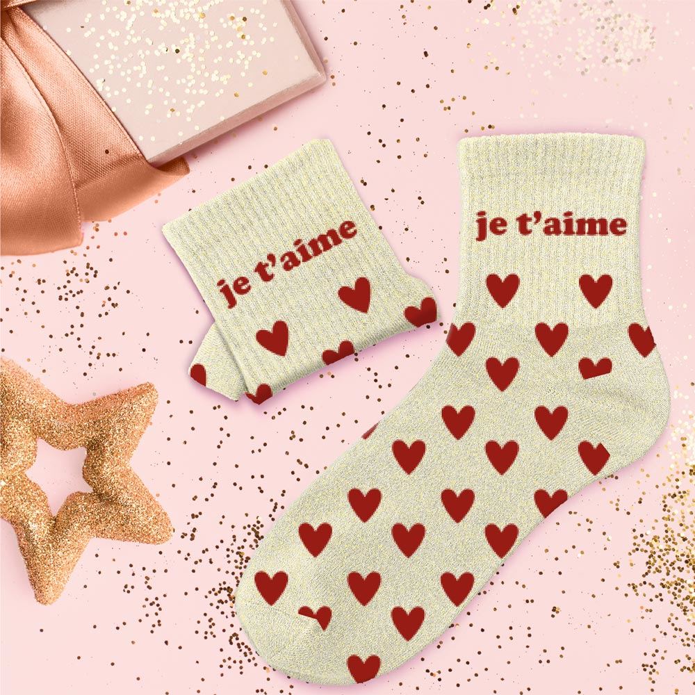 Chaussettes à paillettes: Je t'aime