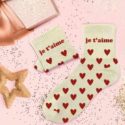 Chaussettes à paillettes: Je t'aime
