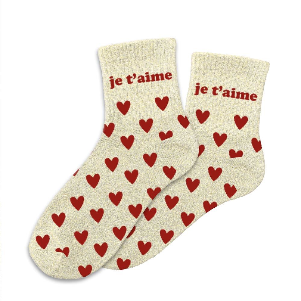 Chaussettes à paillettes: Je t'aime