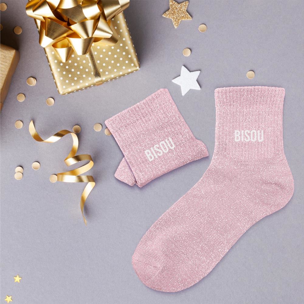 Chaussettes à paillettes: Bisou