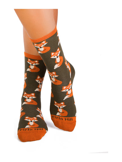 Chaussettes coton bio : Renard en automne