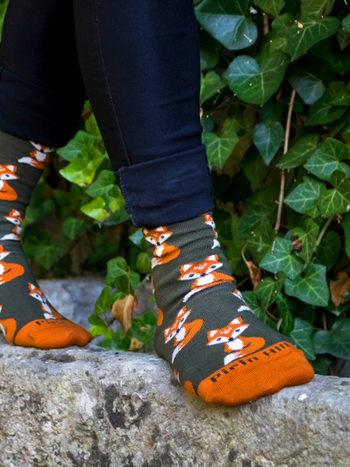 Chaussettes coton bio : Renard en automne