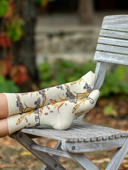 Chaussettes coton bio : Souris dans la nature