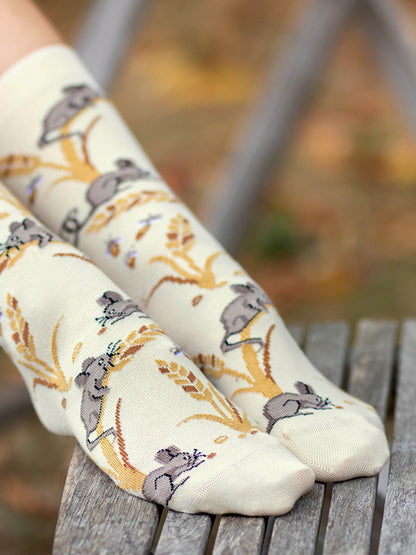 Chaussettes coton bio : Souris dans la nature