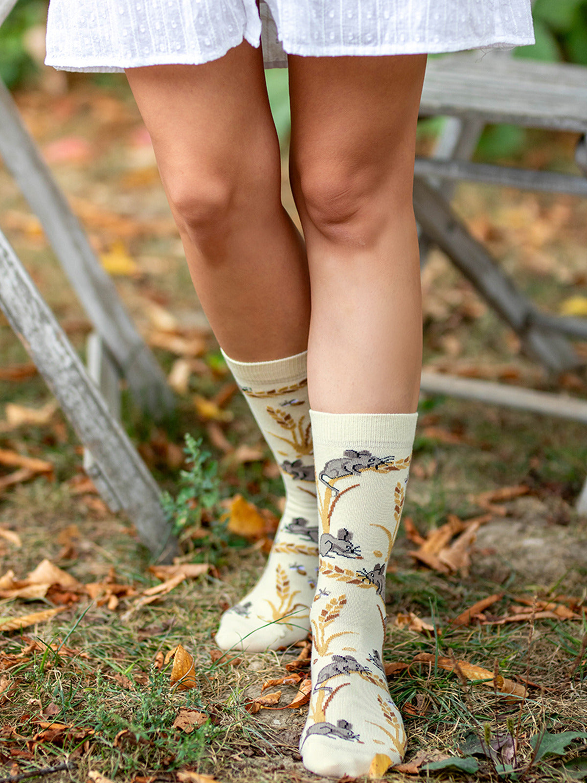 Chaussettes coton bio : Souris dans la nature