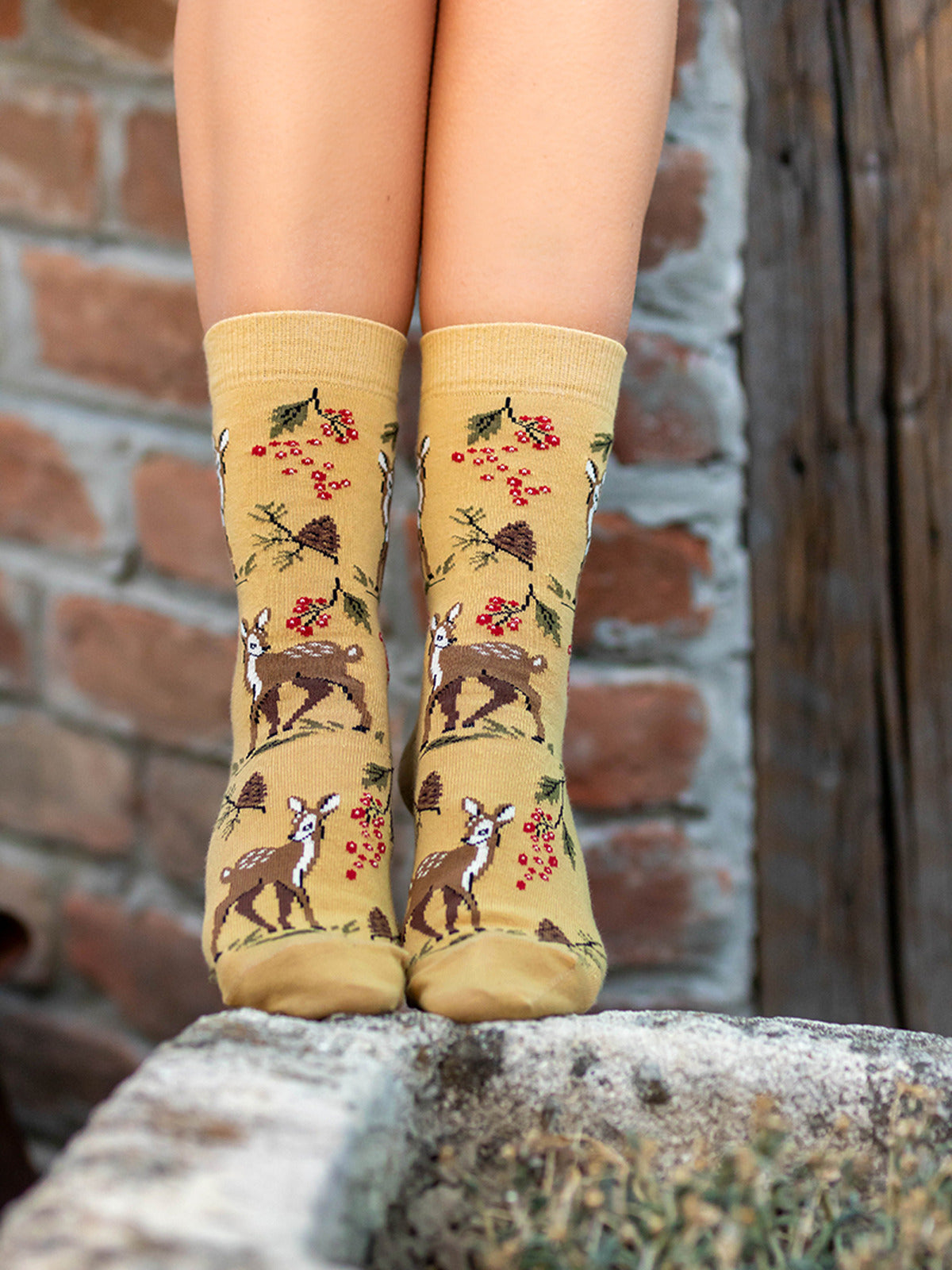 Chaussettes coton bio : Biche dans la nature