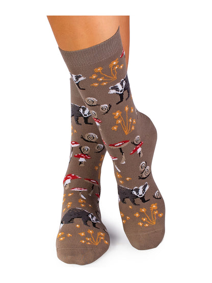 Chaussettes coton bio : Blaireau dans la nature
