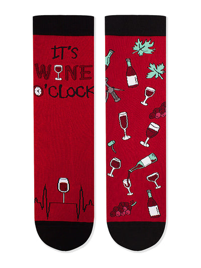 Chaussettes coton bio : It's wine o'clock