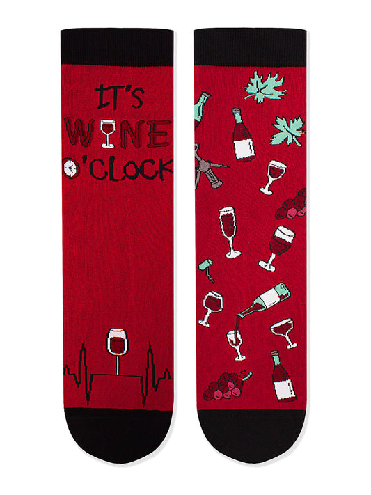 Chaussettes coton bio : It's wine o'clock
