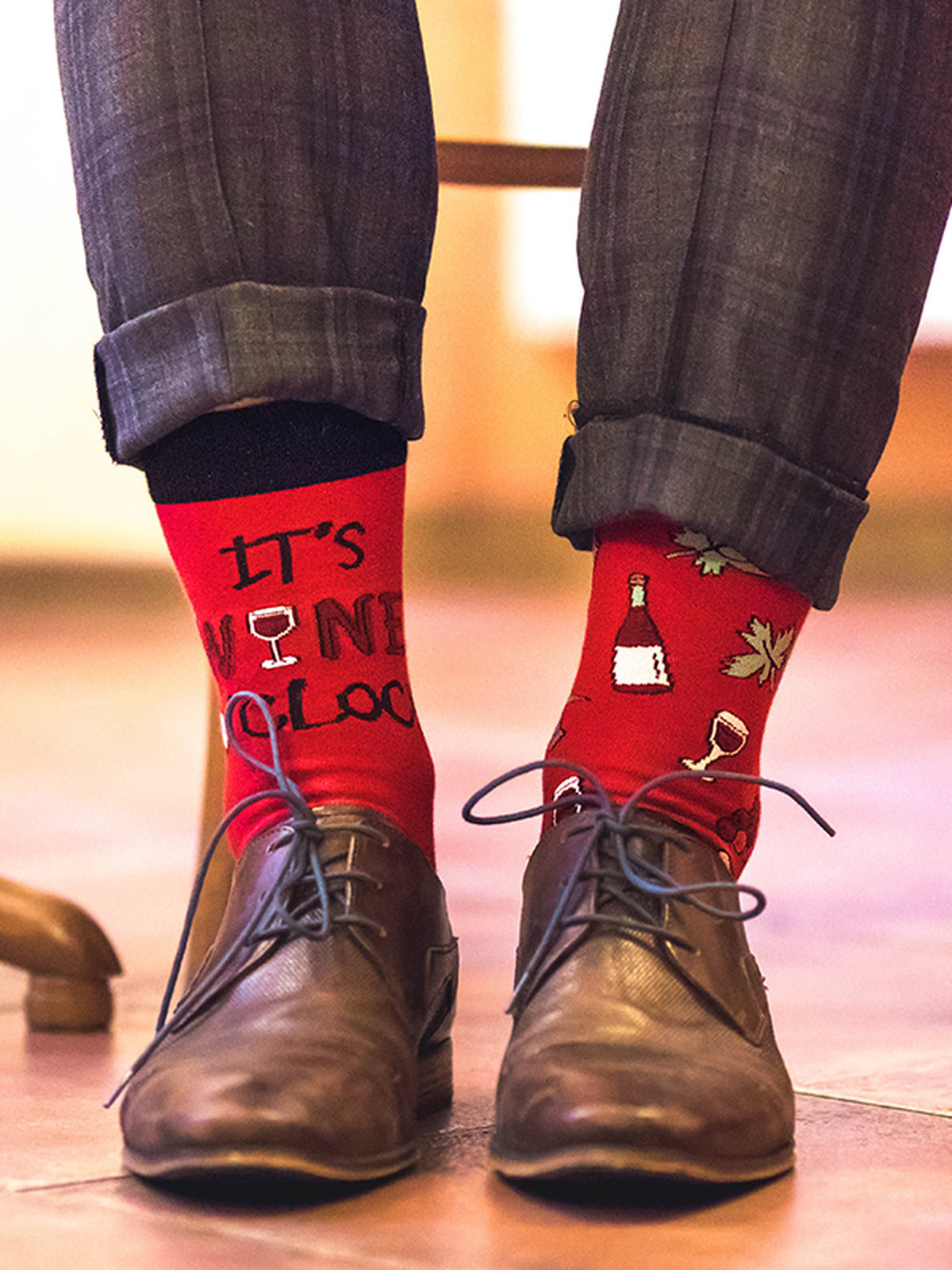 Chaussettes coton bio : It's wine o'clock