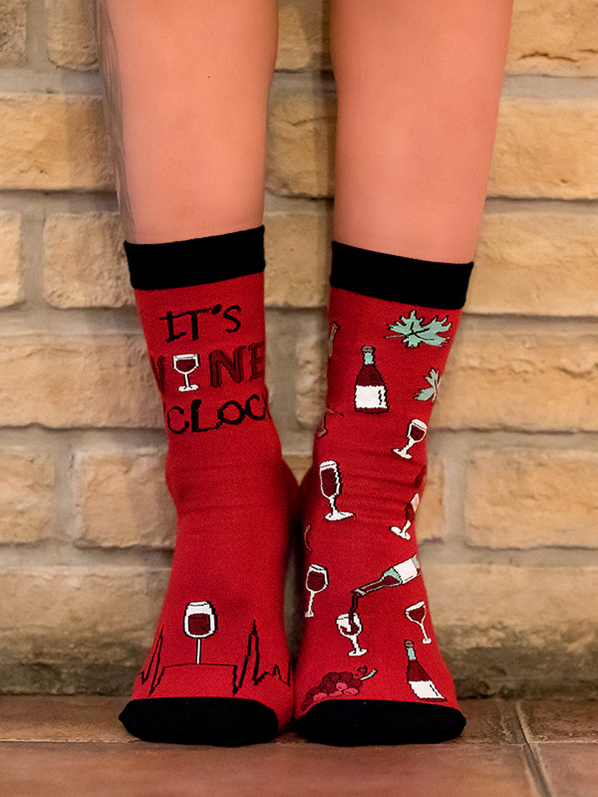 Chaussettes coton bio : It's wine o'clock