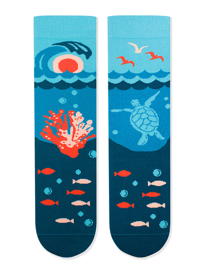 Chaussettes coton bio : Océan turquoise