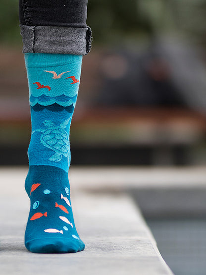 Chaussettes coton bio : Océan turquoise