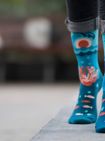 Chaussettes coton bio : Océan turquoise