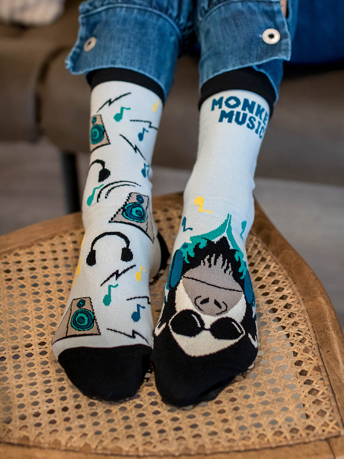 Chaussettes coton bio : Le singe Dj