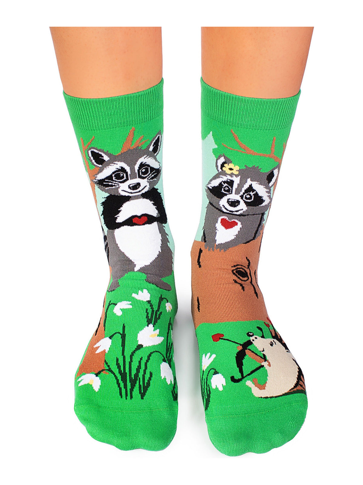 Chaussettes coton bio : Raton laveur heureux