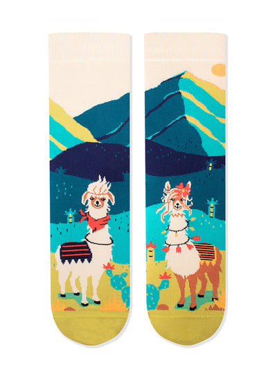Chaussettes coton bio : Lamas amoureux