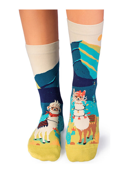 Chaussettes coton bio : Lamas amoureux