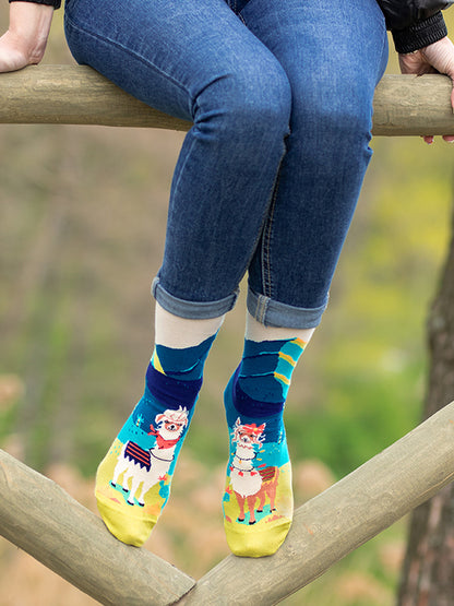 Chaussettes coton bio : Lamas amoureux