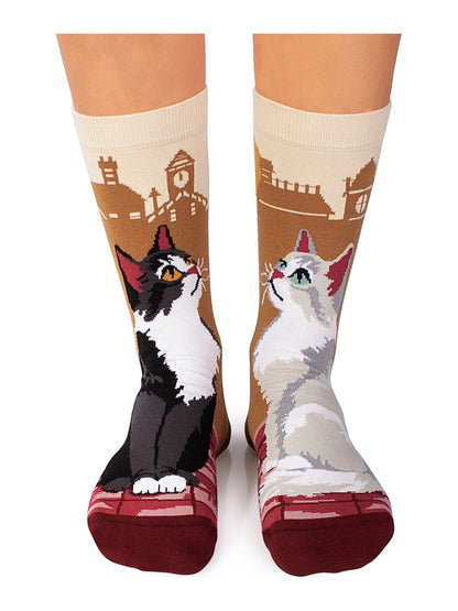 Chaussettes coton bio : Les chats urbains