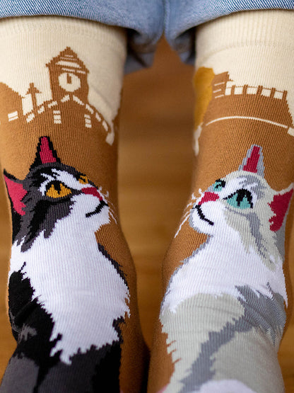 Chaussettes coton bio : Les chats urbains
