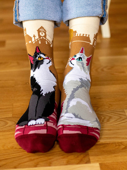 Chaussettes coton bio : Les chats urbains