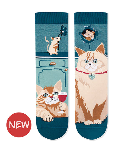 Chaussettes coton bio : Le chat et la souris