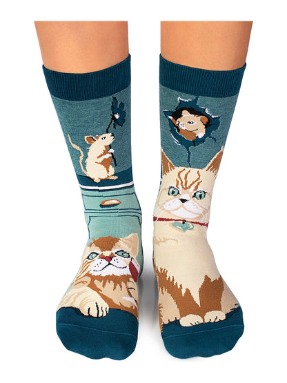 Chaussettes coton bio : Le chat et la souris