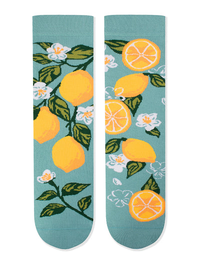 Chaussettes coton bio : Citrons et fleurs