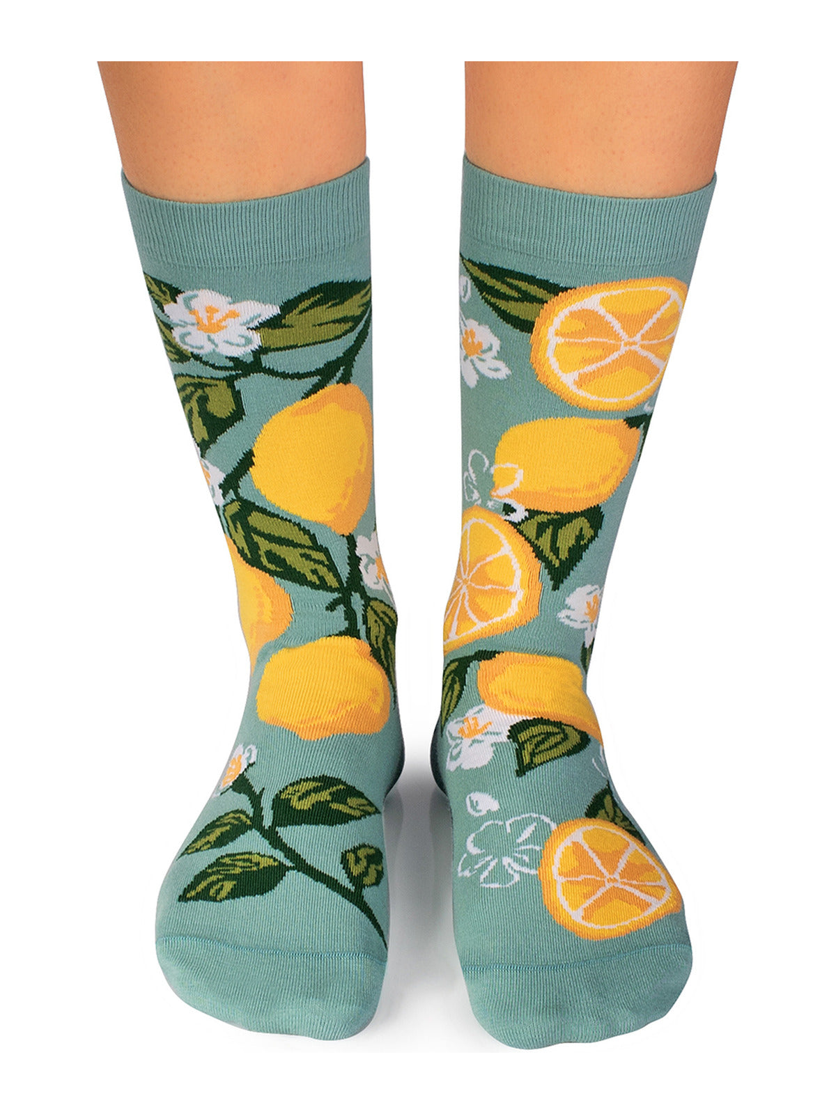 Chaussettes coton bio : Citrons et fleurs
