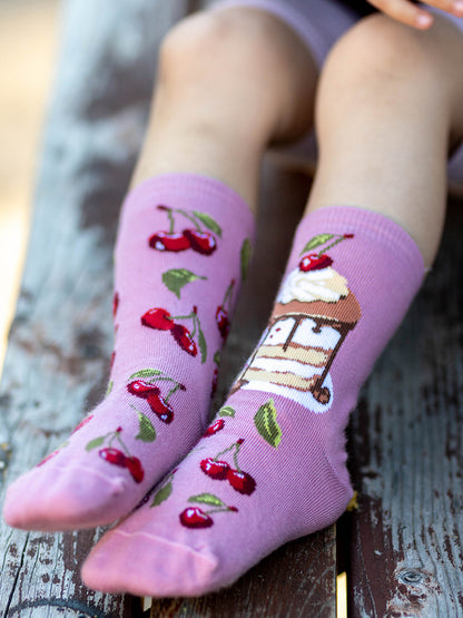 Chaussettes coton bio : Gâteau à la cerise