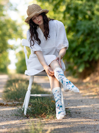 Chaussettes bambou : Pivoine et fleurs