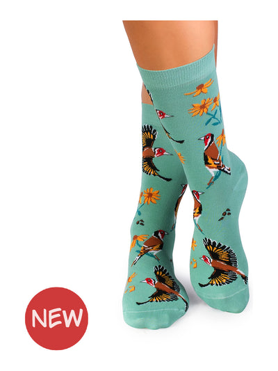 Chaussettes bambou : Oiseau et fleurs