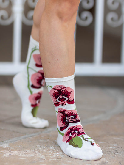 Chaussettes bambou : Orchidée
