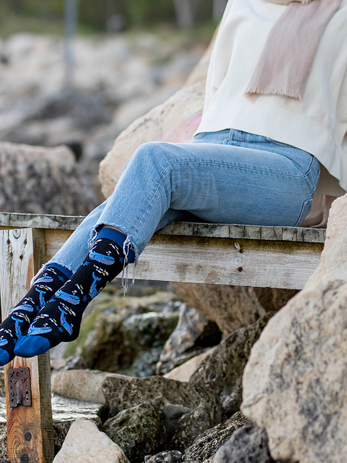 Chaussettes coton bio : Baleines