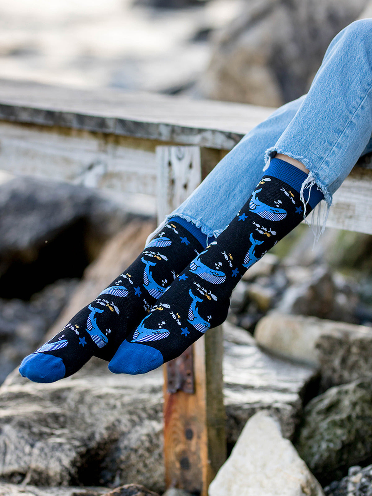 Chaussettes coton bio : Baleines
