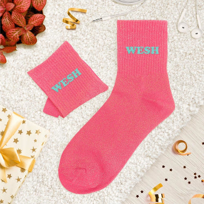 Chaussettes paillettes tuftées: WESH