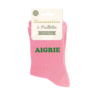 Chaussettes paillettes tuftées: AIGRIE