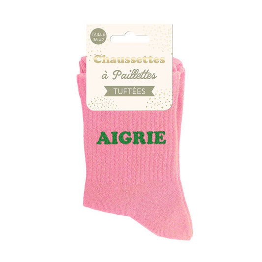Chaussettes paillettes tuftées: AIGRIE