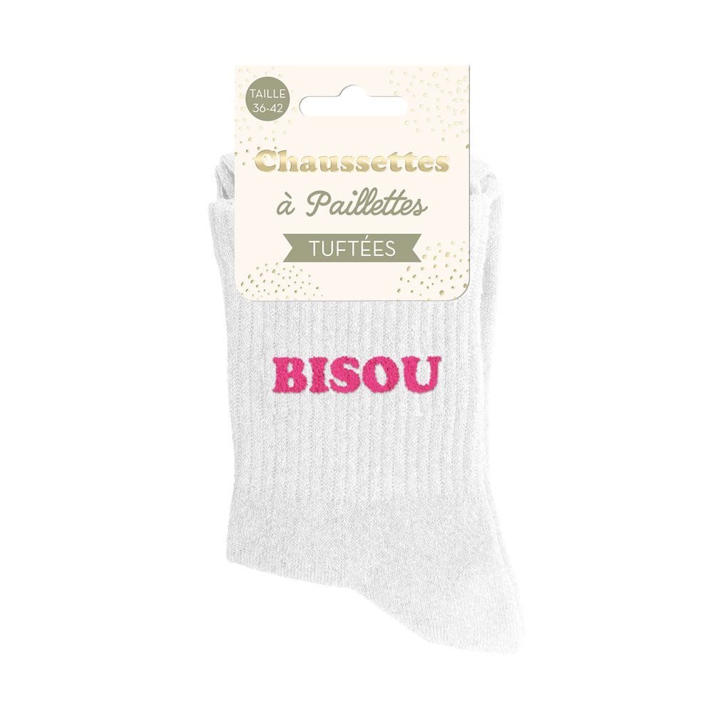 Chaussettes paillettes tuftées: BISOU