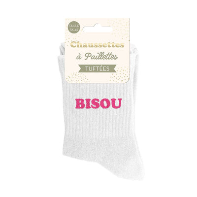 Chaussettes paillettes tuftées: BISOU