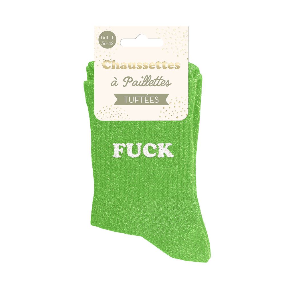 Chaussettes paillettes tuftées: FUCK