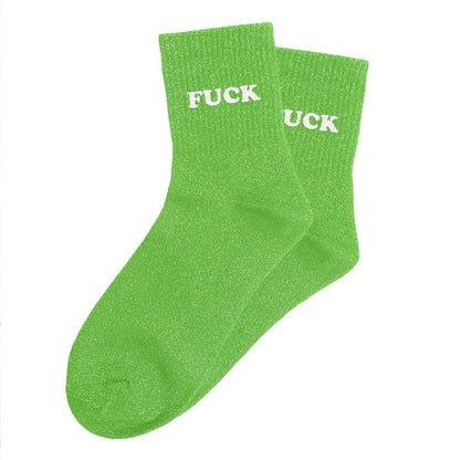 Chaussettes paillettes tuftées: FUCK