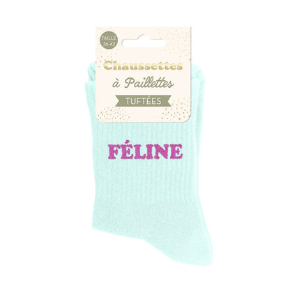 Chaussettes paillettes tuftées: FELINE