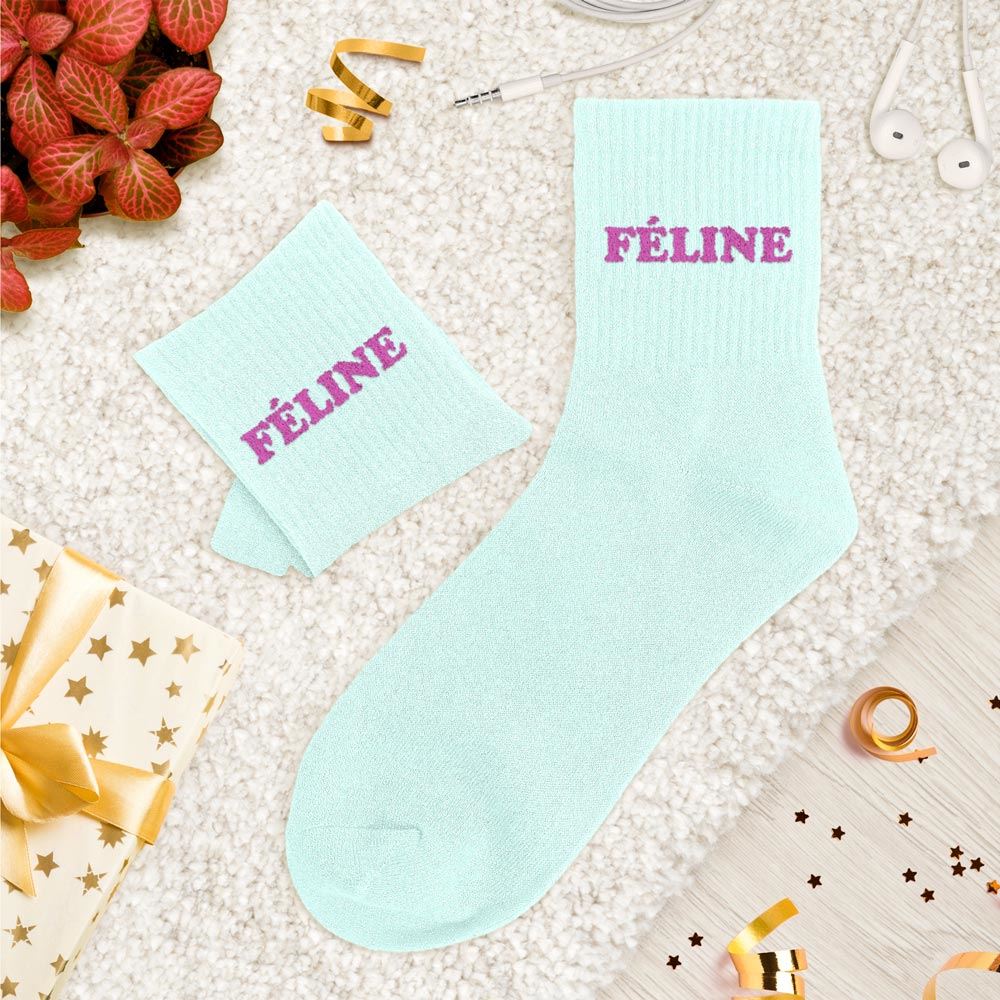 Chaussettes paillettes tuftées: FELINE